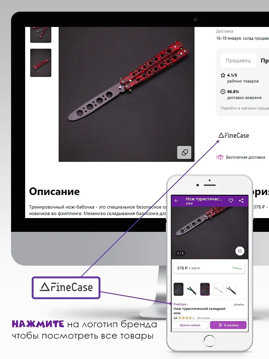 Нож-ключ складной / Походный нож-брелок FineCase 34610017 купить за 199 ₽ в  интернет-магазине Wildberries