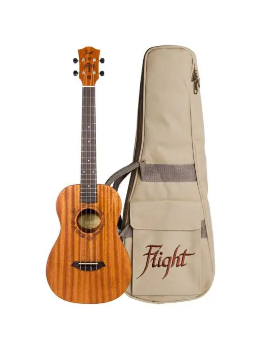 Flight Укулеле баритон DUB38 EQ MAH с чехлом, бежевый