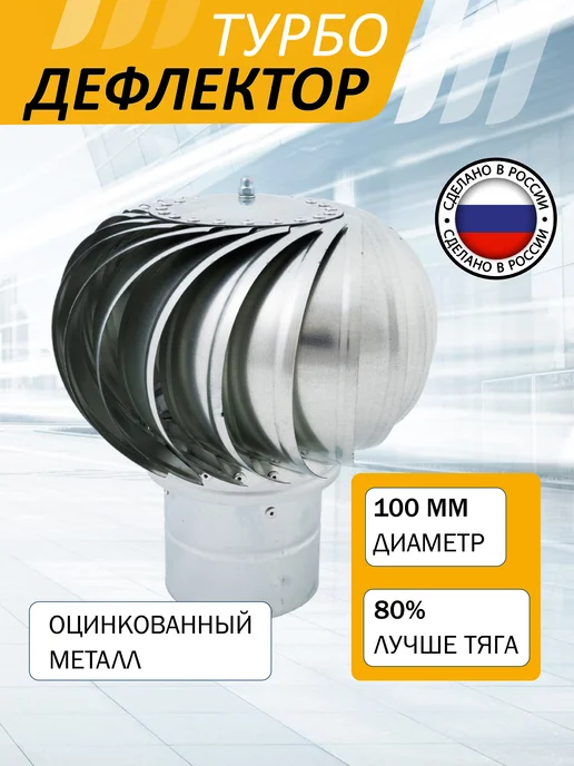 ROTADO Турбодефлектор ТД100, оцинкованный металл, серый