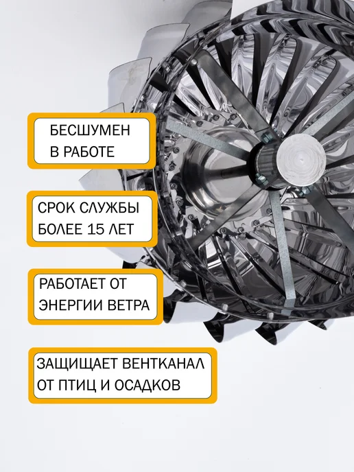 ROTADO Турбодефлектор ТД100, оцинкованный металл, серый, фото 2