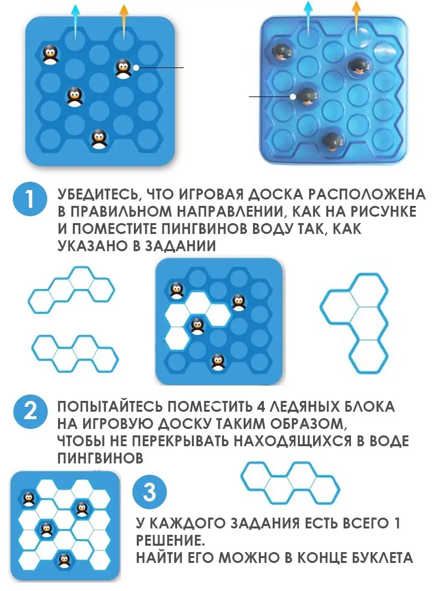 Пингвины в бассейне головоломка, настольная логическая игра WiMi 34674903  купить в интернет-магазине Wildberries