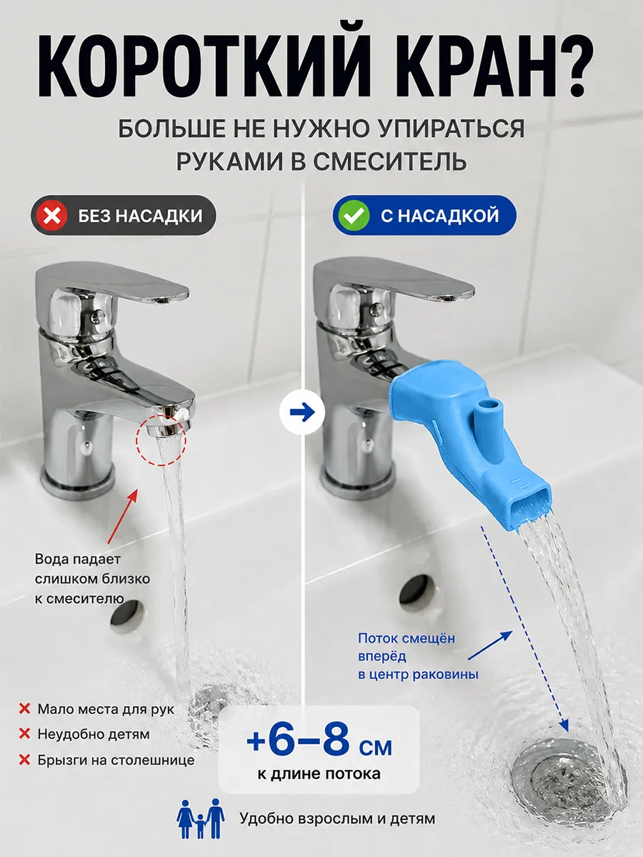 Насадка на кран силиконовая удлинитель