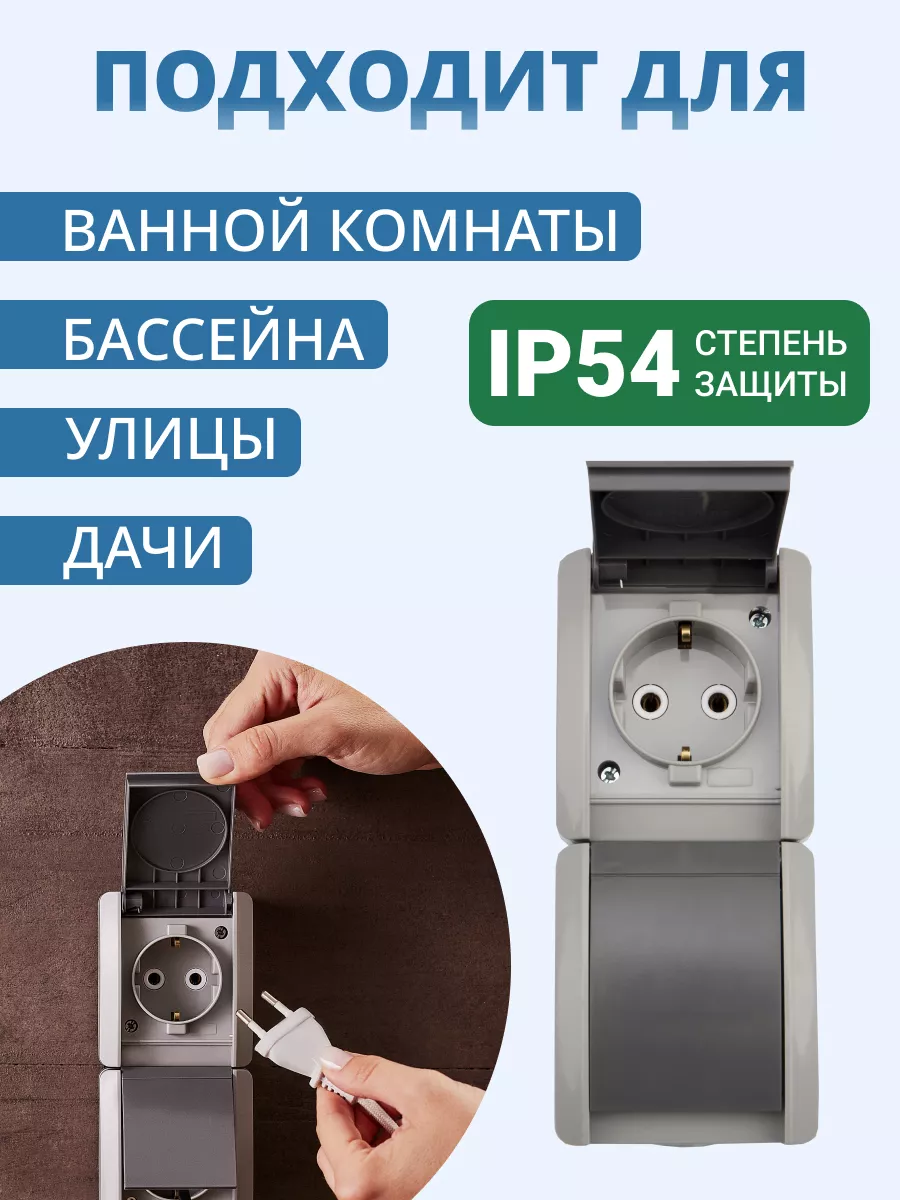 Розетка накладная влагозащищенная 2 розетки 16 А Kranz 34696499 купить за  439 ₽ в интернет-магазине Wildberries