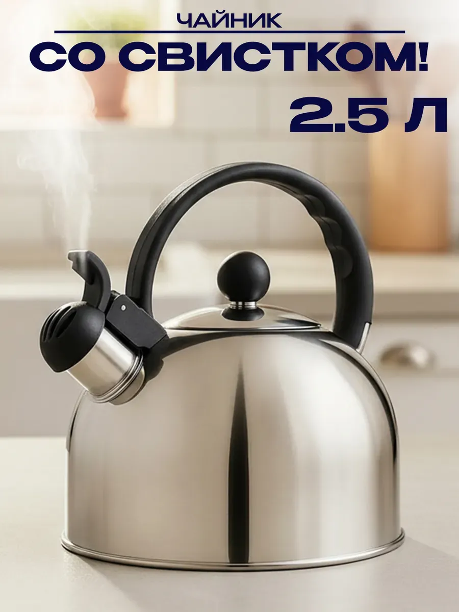 Чайник для плиты стальной 2,5 л