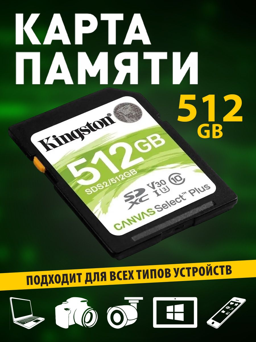 Карта памяти kingston sdxc canvas select plus