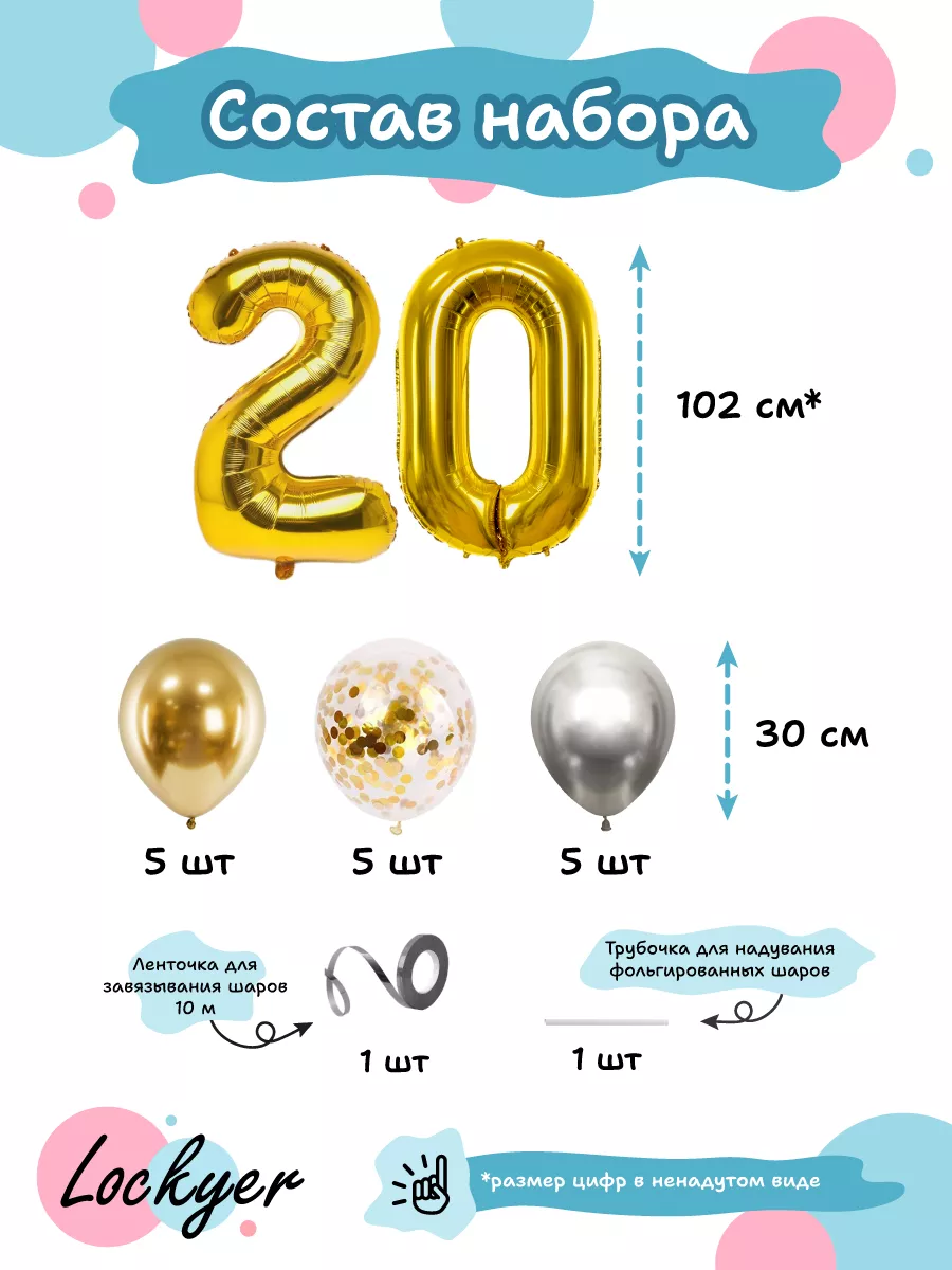 Композиция из воздушных шаров с цифрами «С днём рождения, любимая»