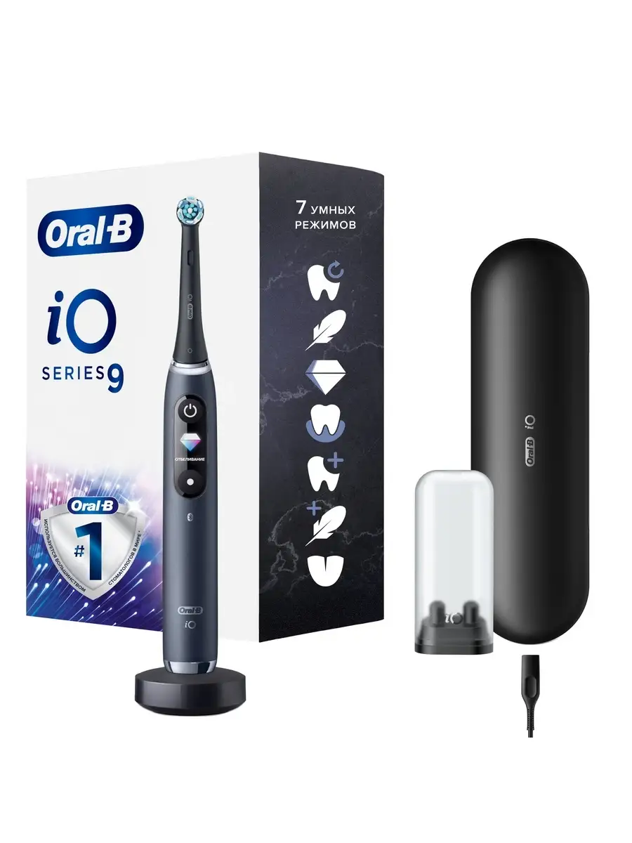 Электрическая зубная щетка Oral-B iO 9 Black Onyx+футляр Oral-B 34846217  купить в интернет-магазине Wildberries