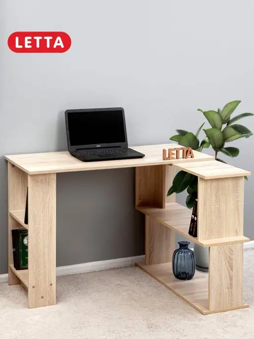 LETTA Cтол письменный угловой, коричневый