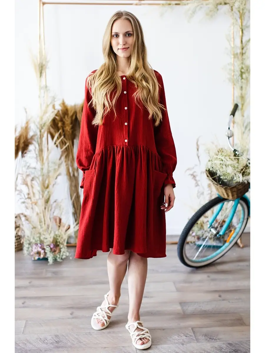 Платье из льна в стиле бохо - Арт М4/4 | Интернет магазин tdksovremennik.ru