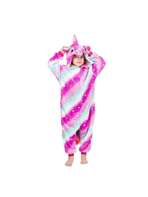 KIGURUMISALE Кигуруми для детей единорог звездно-радужный, розовый, фото 2
