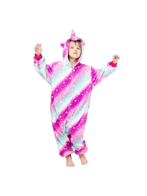 KIGURUMISALE Кигуруми для детей единорог звездно-радужный, розовый, фото 3
