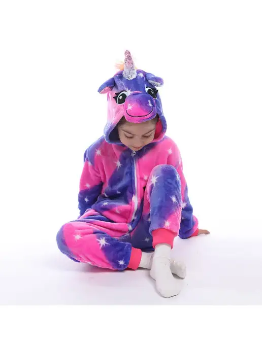 KIGURUMISALE Кигуруми для детей единорог млечный, фиолетовый, фото 2