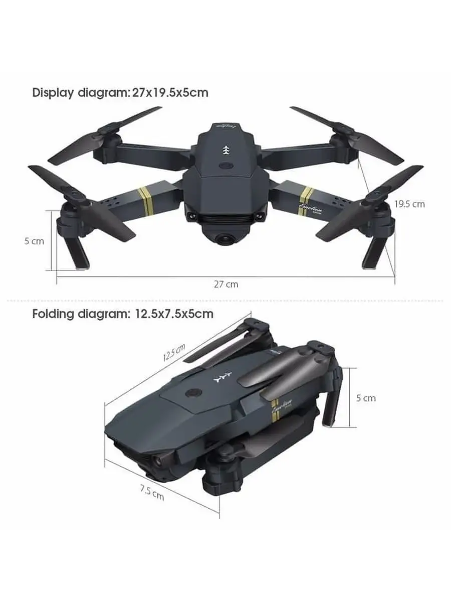 Квадрокоптер дрон с камерой Eachine E58 + 2 Батареи / Коптер / Игрушка для  детей и новичков Eachine 34961984 купить в интернет-магазине Wildberries