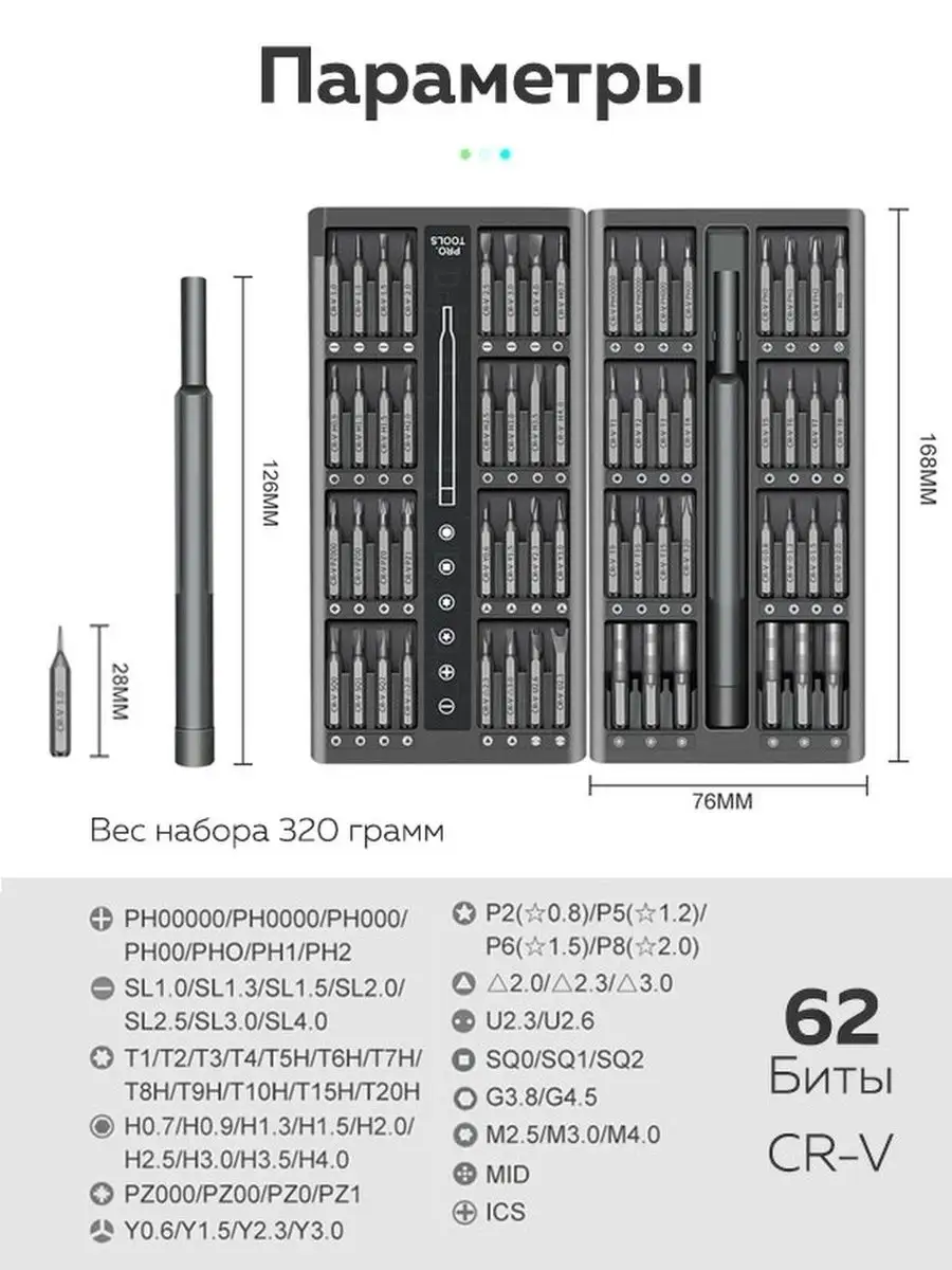 Набор отверток для точных работ и ремонта 63 в 1 - Биты CRV PRO.TOOLS  35007846 купить за 926 ₽ в интернет-магазине Wildberries