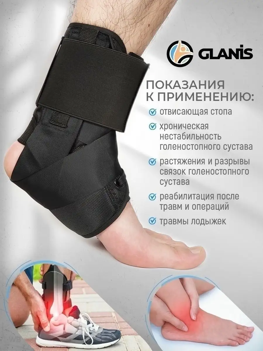 Бандаж на голеностопный сустав фиксирующий Glanis 35067325 купить за 958 ₽  в интернет-магазине Wildberries