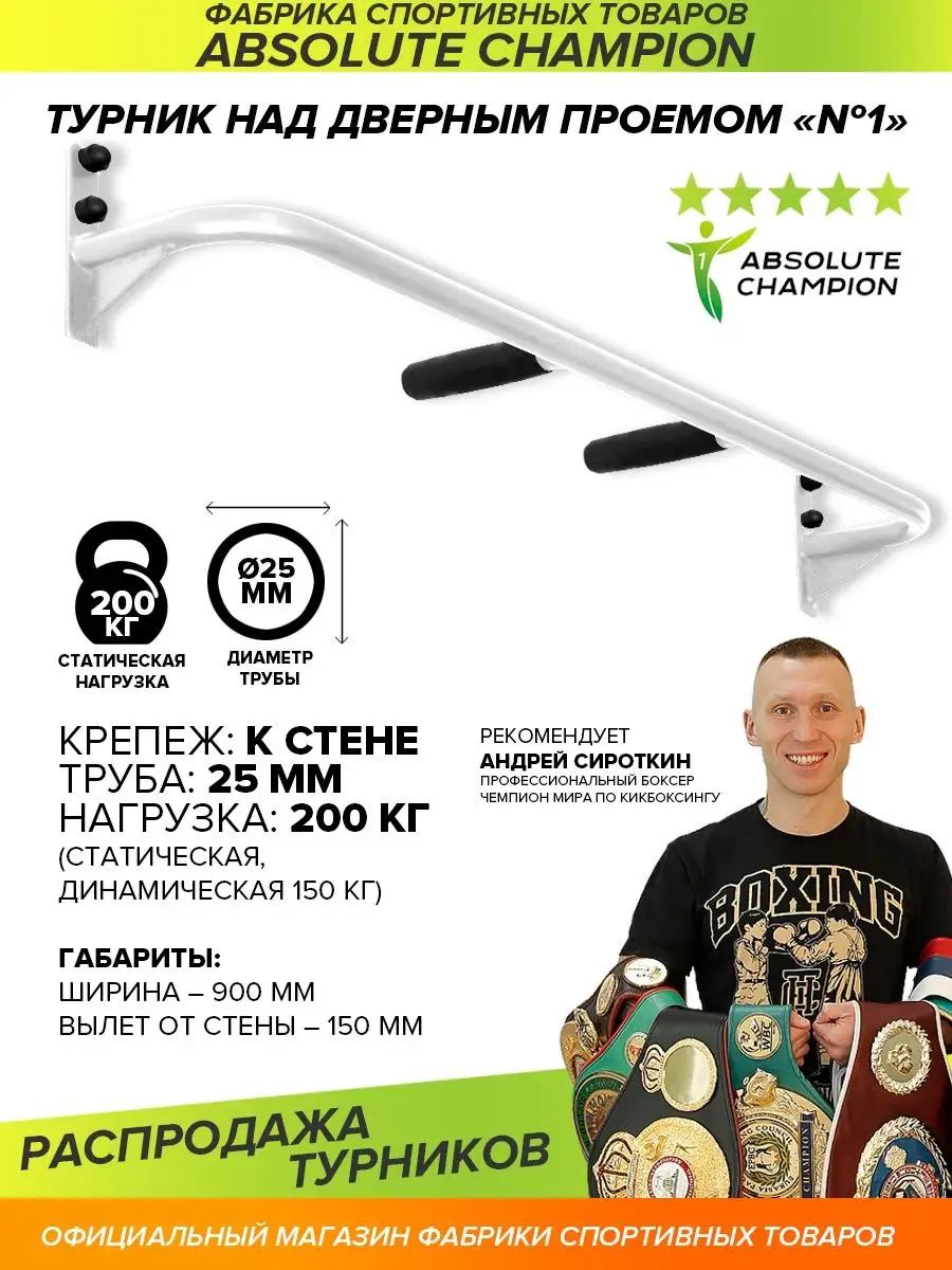 Турник настенный для спорта тренажер спортивный инвентарь Absolute Champion  35146034 купить в интернет-магазине Wildberries