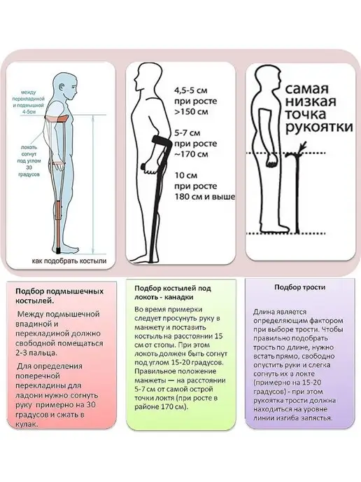 CareMax Reabilitation Костыль с опорой под локоть, с регулировкой высоты, серый, фото 8
