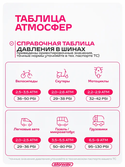 SKYWAY Манометр для компрессора для шин 10,2 АТМ, черный, фото 6