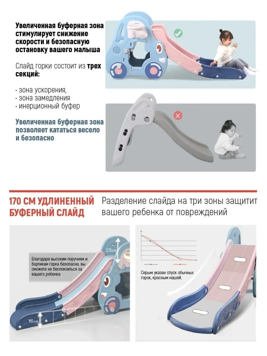 Детская горка Машинка для дома и улицы с кольцом мячом ПРИКАЛДЕС 35202502  купить в интернет-магазине Wildberries