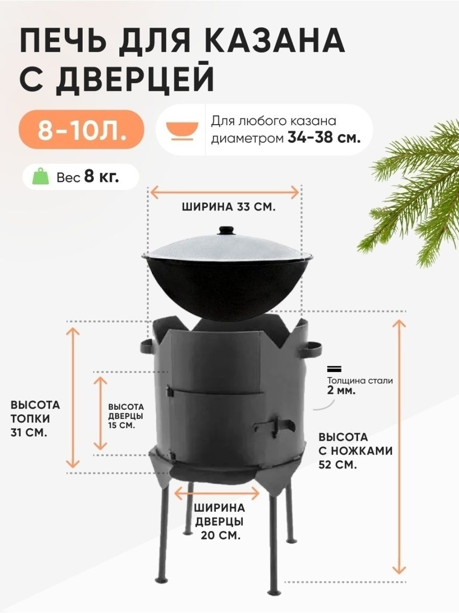 Размеры печи для казана 12 литров чертеж