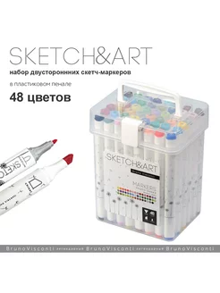 Набор двухсторонних скетч маркеров "Sketch&art", 48 цв Bruno Visconti 35259011 купить за 1 793 ₽ в интернет-магазине Wildberries