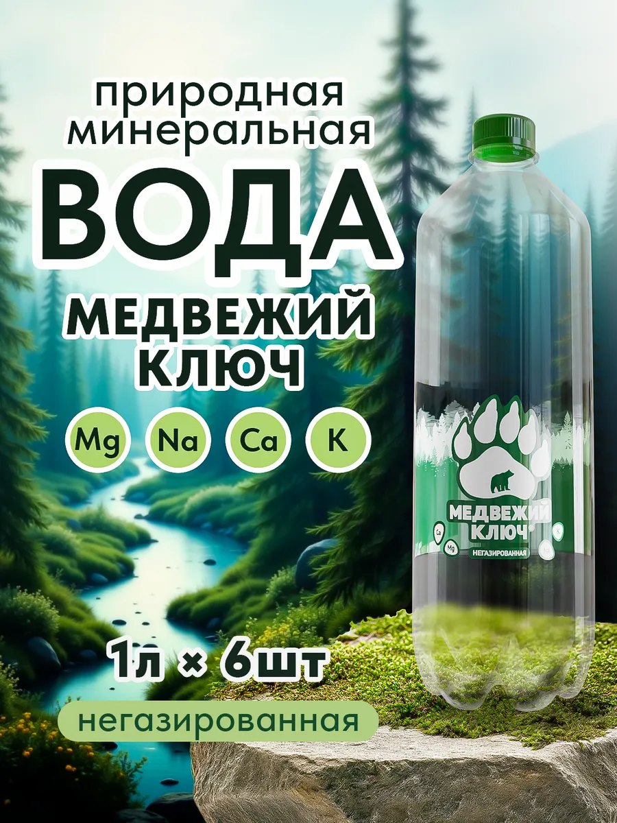 Минеральная вода с магнием негазированная 6 шт по 1 л