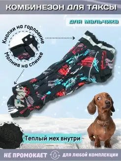 Тёплый комбинезон для таксы зимний, кобель мальчик, черный ForMyDogs 35429176 купить за 2 914 ₽ в интернет-магазине Wildberries