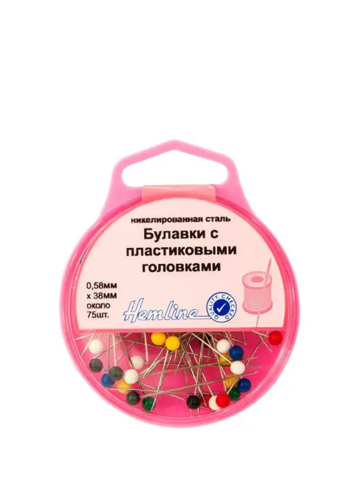 HEMLINE Булавки удлиненные с цветными пластиковыми головками в конте…, вариант