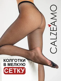 Колготки с рисунком в мелкую сетку черные CALZEAMO 35481573 купить за 350 ₽ в интернет‑магазине Wildberries