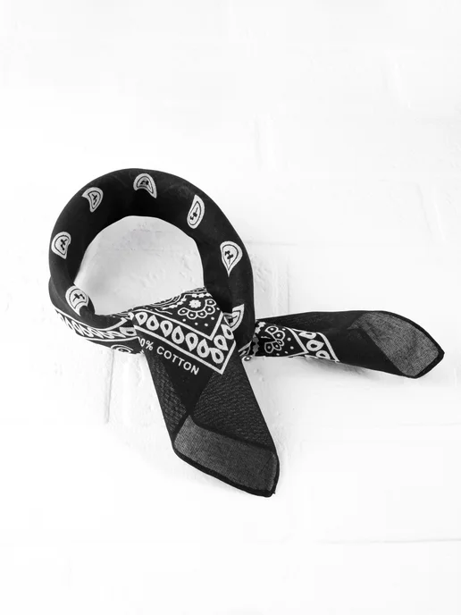 HEADLESS Бандана платок косынка на голову летняя, черный, фото 5