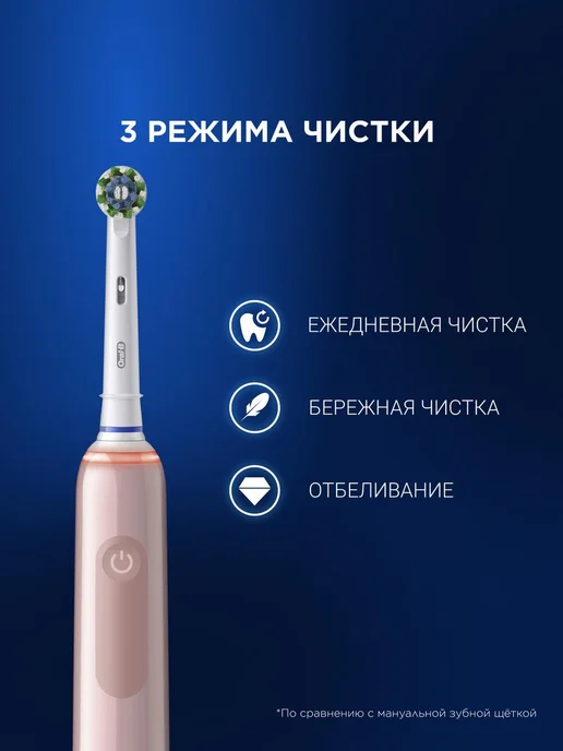 Oral-B электрическая зубная щетка pro 3 3500 черная с футляром 3D, розовый, фото 8