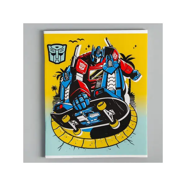 Тетрадь 48 листов в клетку, картонная обложка "Трансформеры"