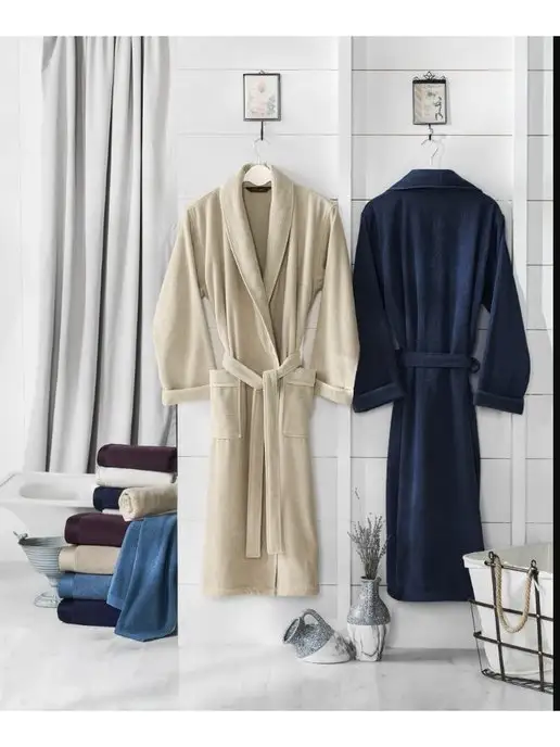 Soft Cotton Халат домашний махровый банный LORD, бежевый