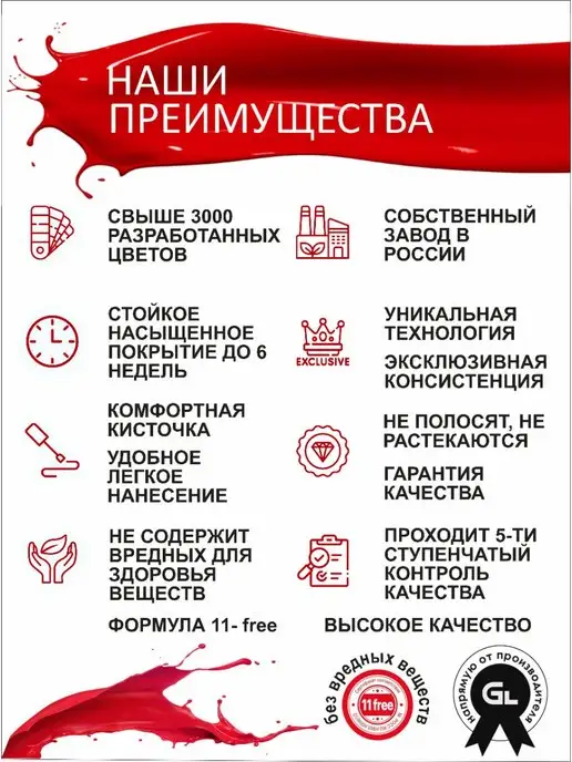 LUCKYLak Гель лак для ногтей цветной Edition 42 красный, красный, фото 2