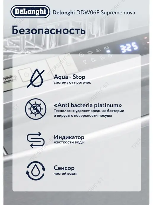DeLonghi Посудомоечная машина полноразмерная, 14 комплектов, серый, фото 4