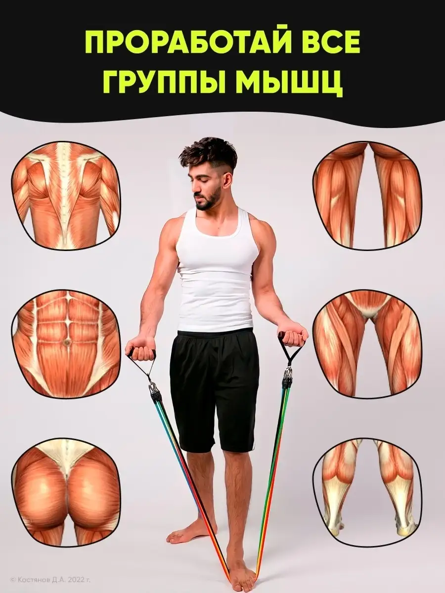 Эспандер для рук и тела трубчатый эластичный для фитнеса NI-KO FIT 35616461  купить за 505 ₽ в интернет-магазине Wildberries