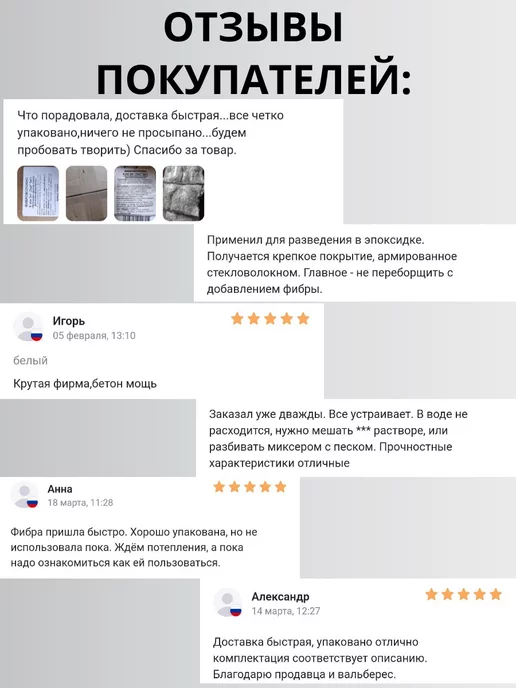 ТМ Студия Вкуса Фибра для бетона стеклофибра фиброволокно 6 мм 1 кг, 1 кг, фото 3