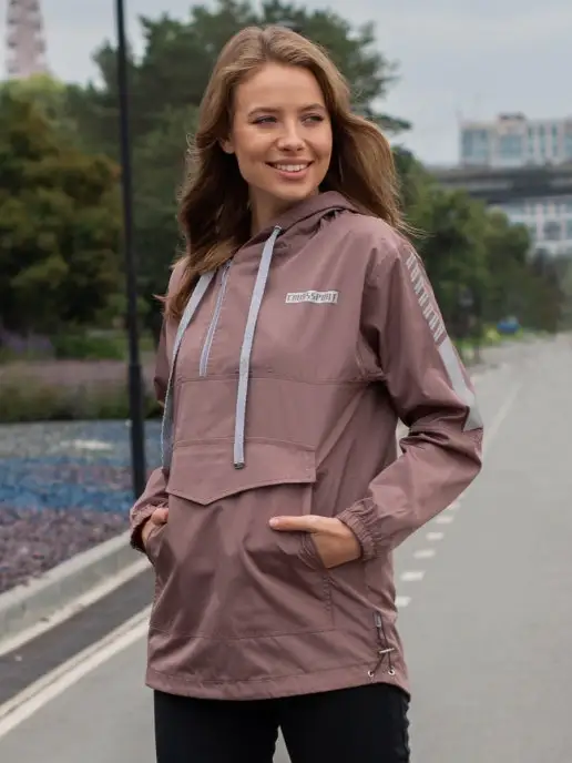 CROSS sport Анорак - ветровка для бега, велосипеда ветрозащитный, коричневый