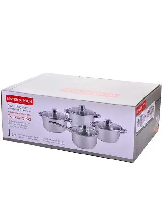 Набор кастрюль с крышками 4 шт нержавейка - фото 16