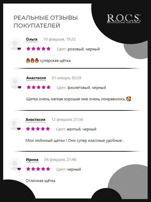 R.O.C.S. Зубная щетка средней жесткости, черный, фото 6