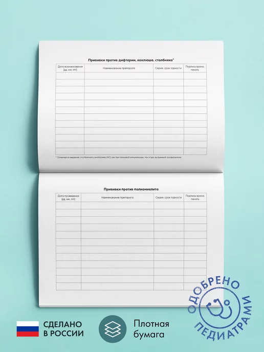 piece of sheet Прививочный сертификат 156 у-93 с обложкой, голубой, фото 8