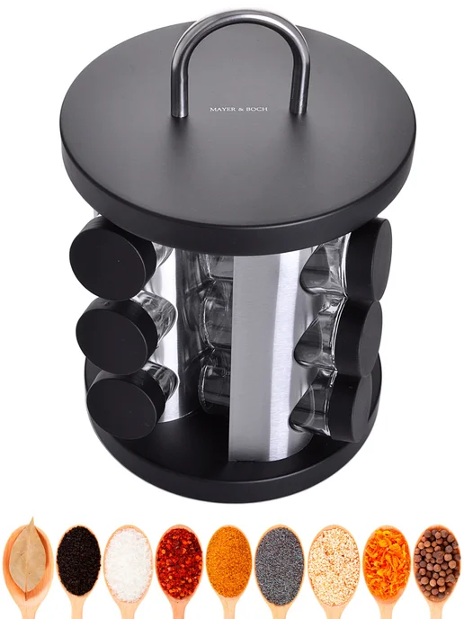 Набор для специй большой на подставке с баночками 12 шт - фото 13