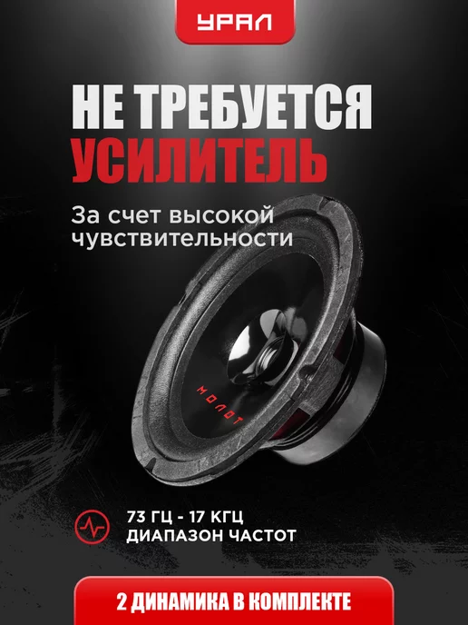 URAL Колонки 16 см автомобильные Урал АС М 165, черный, фото 2