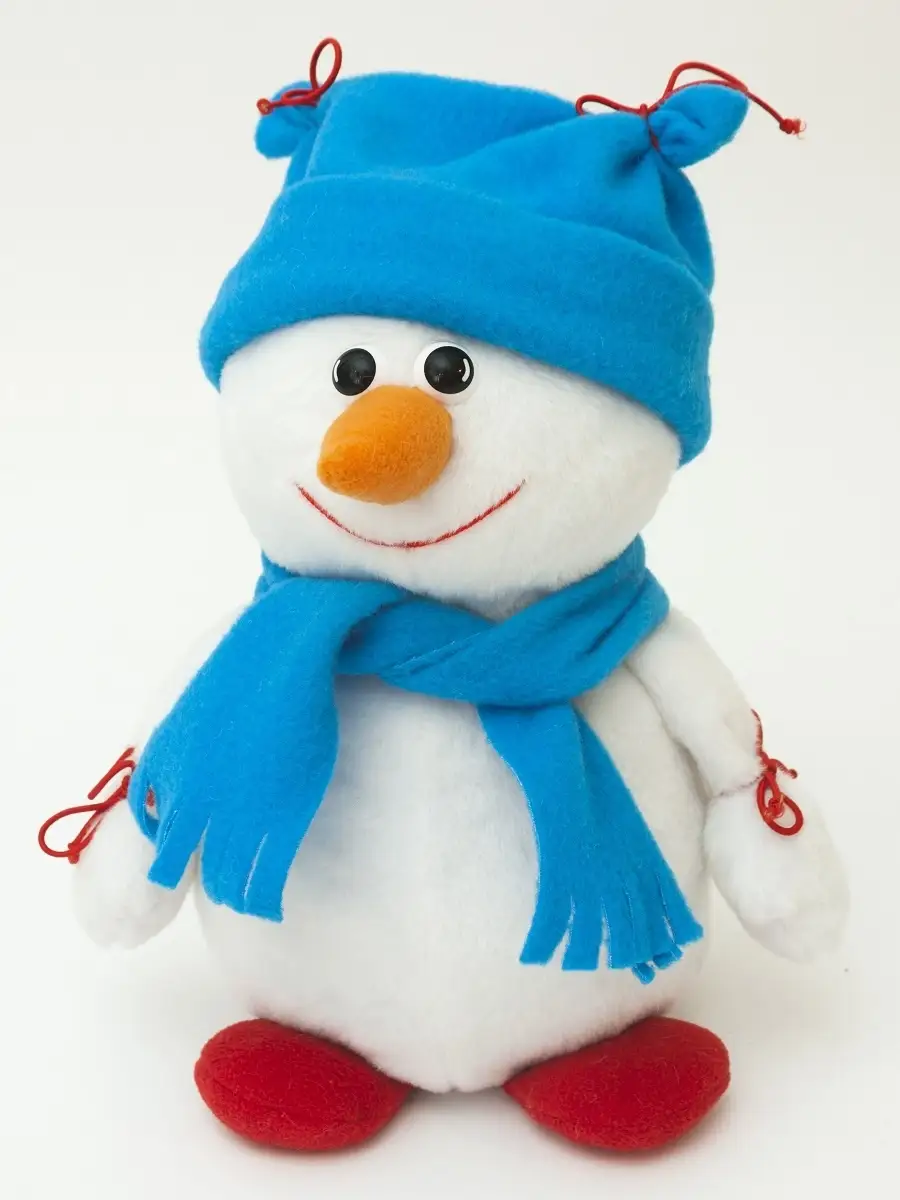 Мягкая игрушка большой снеговик. Снеговик 40 см. F-0021301. Снеговик новогодний мягкая игрушка. Плюшевый снеговик.