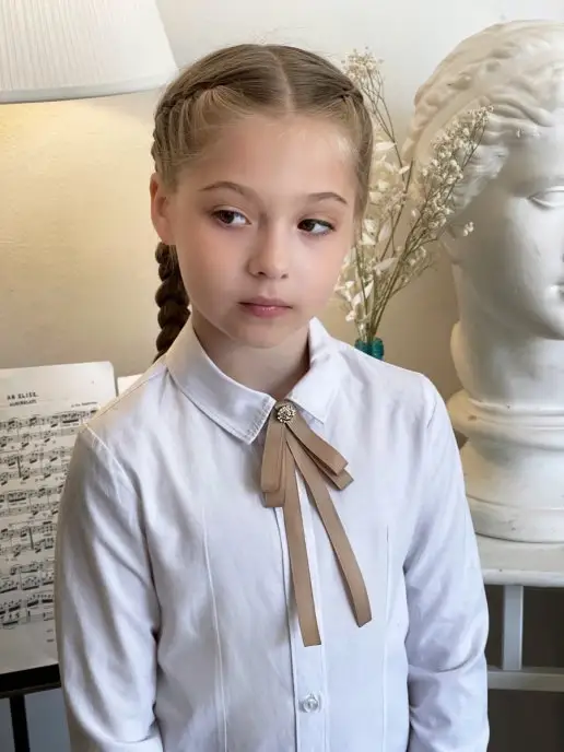 Zosena accessories Галстук-бант школьный "Джейн", бежевый, фото 3