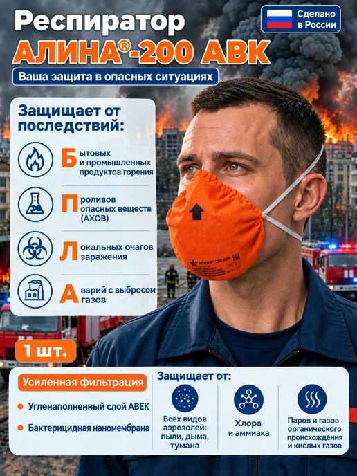 СИЗ-Инвест Алина-200АВК FFP2 NR D, белый