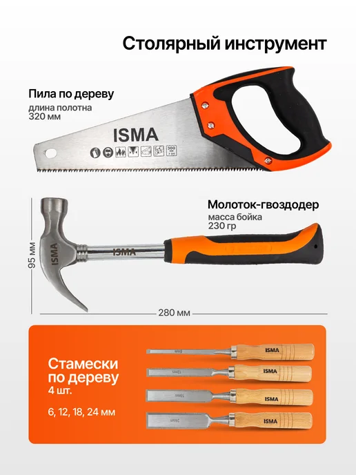 ISMA Набор инструментов для дома в сумке 1505 предметов, черный, фото 5