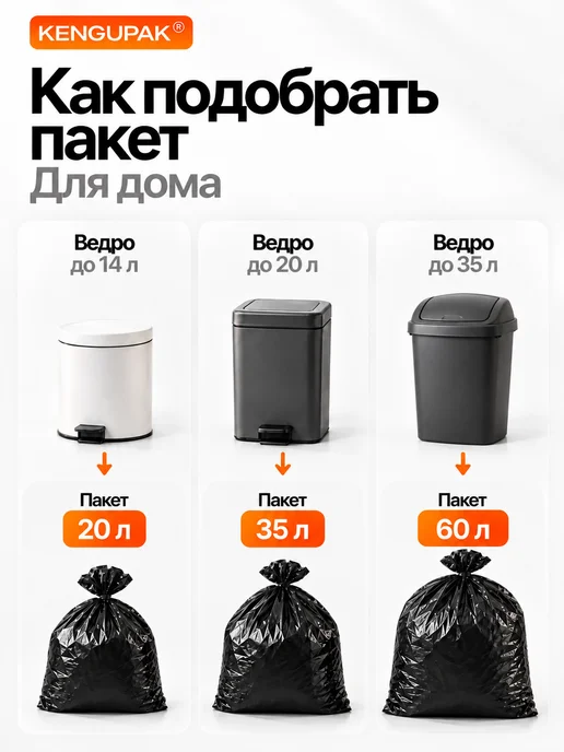 Kenguru_pack Мешки для мусора 35 л, 100 шт, 8 мкм, 35 л, 100 шт, фото 6