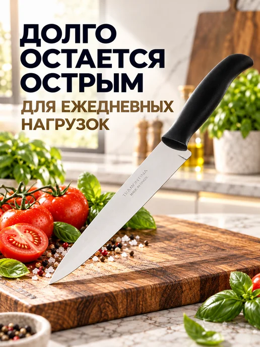 GT Нож кухонный универсальный 18 см с пластиковой ручкой, черный, фото 6