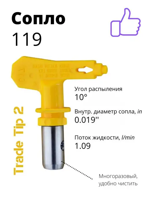 PADU Сопло безвоздушное (119) для окрасочного пистолета, вариант, фото 6